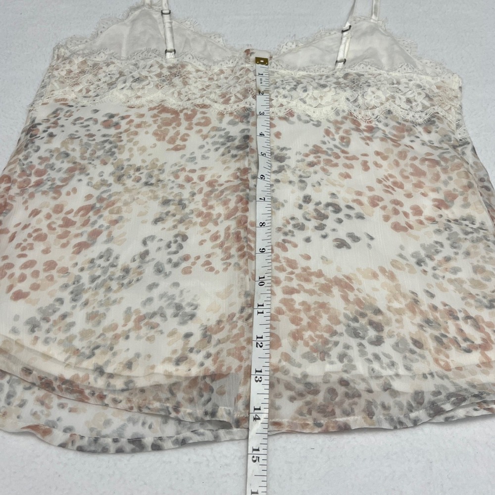Abercrombie & Fitch Camisole Women S Cream Animal Print Lace Trim Boho Romantic - Picture 9 of 10